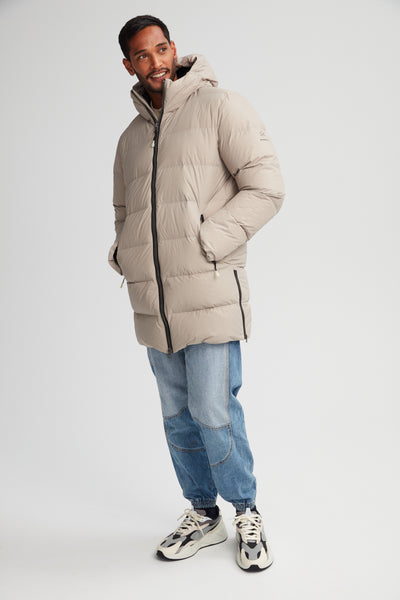 Manteau beige en duvet long pour homme