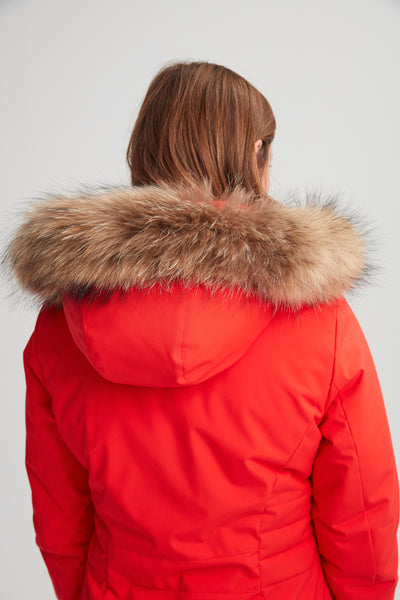 Fourrure naturelle de raton finlandais sur capuchon pour manteau hiver